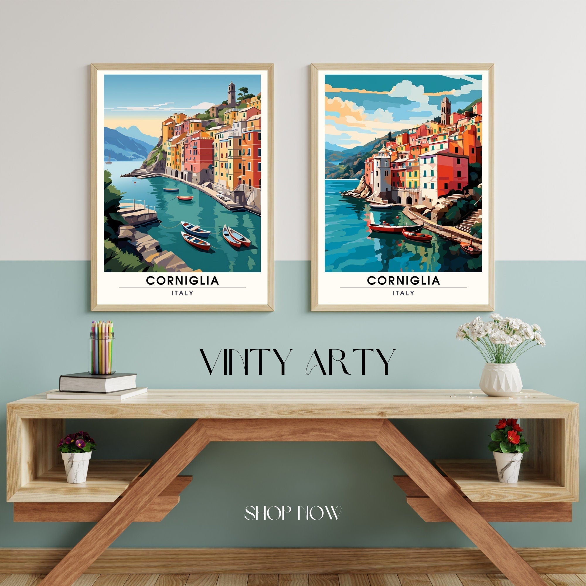 Affiche Corniglia, Italie  | impression  de voyage Corniglia | affiche Cinque Terre