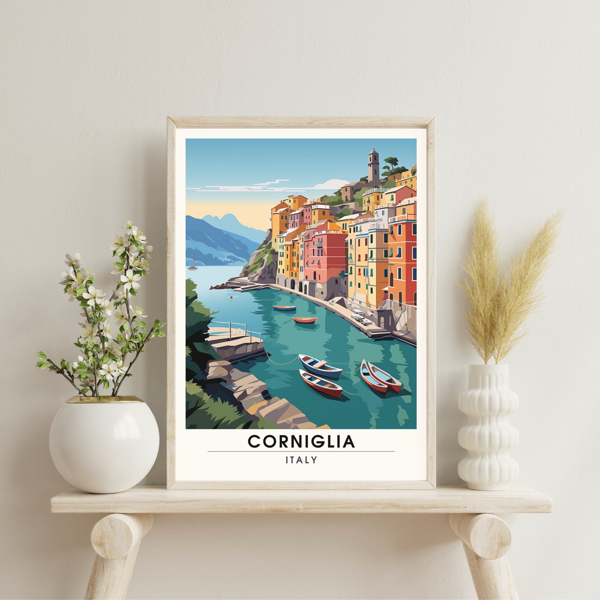 Affiche Corniglia, Italie  | impression  de voyage Corniglia | affiche Cinque Terre